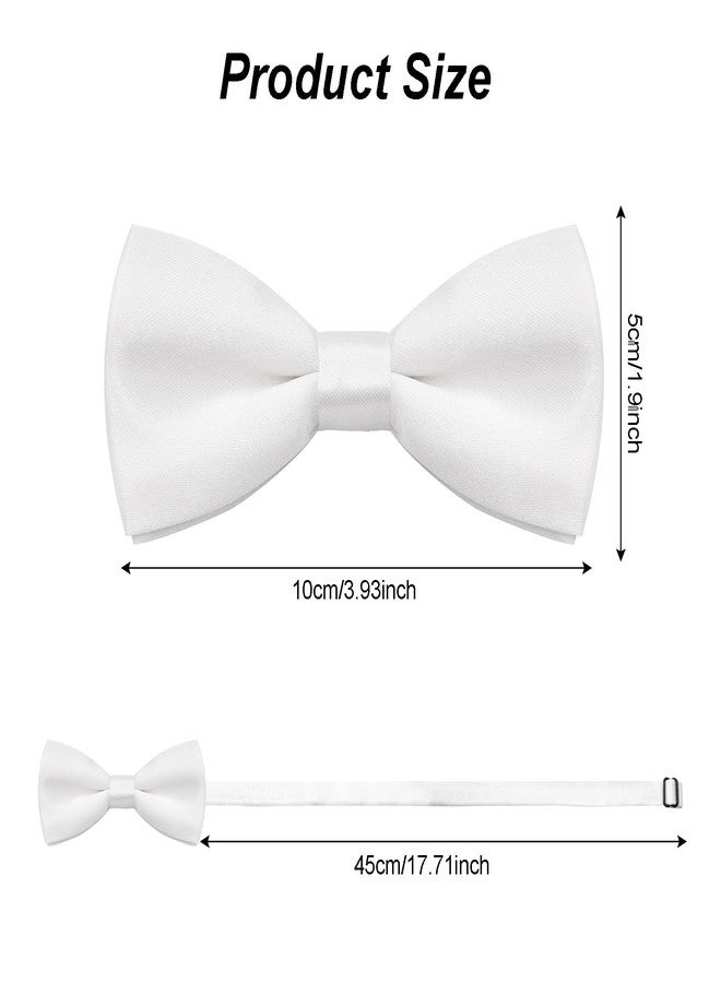 Bskifnn Kids Bow Ties Solid Color Satin Bow Tie for Child Boys Toddlers Wedding Party Dress up (White, kids) - Image 2